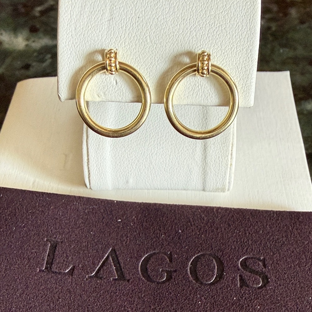 Lagos Meridian 18k yellow gold circle earrings